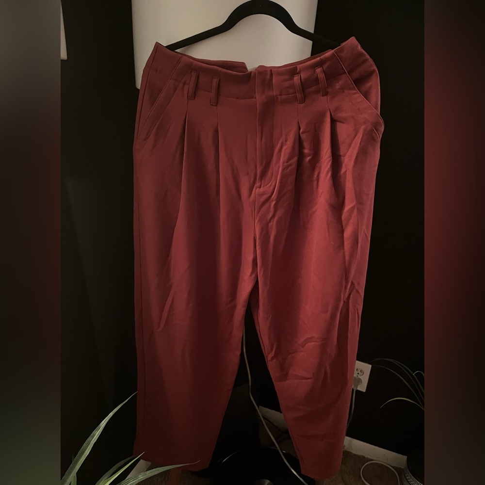 NWOT FREE PEOPLE Calla Tailored Trousers In Burgundy MSRP $98 Size 8 - Picture 6 of 8